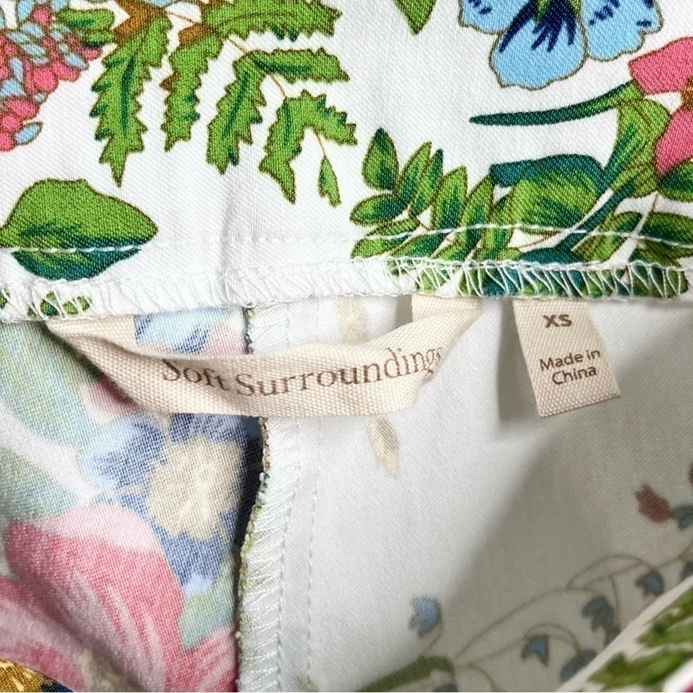 Soft Surroundings Women’s In‎ Bloom Pull On Ankle Pants White Floral Size XS